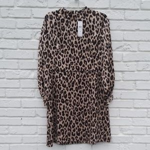 Leopard satin knee length dress